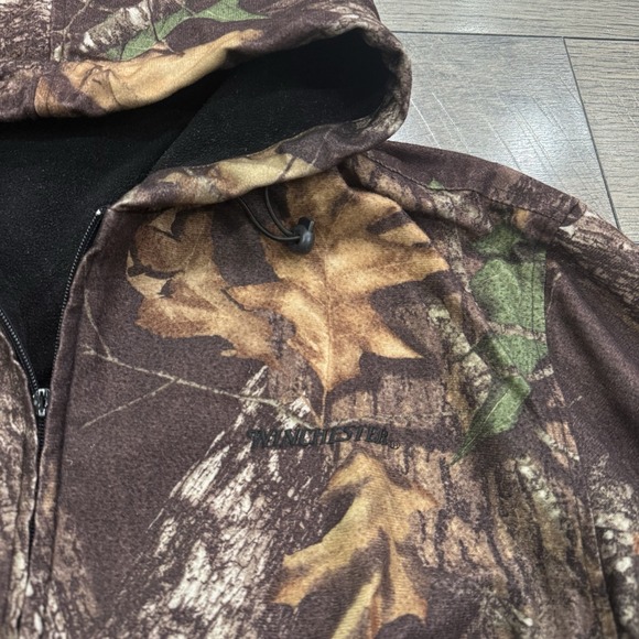 VTG Manchester Realtree Camo Fleece Hoodie Jacket Zip Up Outdoor Hunting Mens XL - Picture 9 of 12
